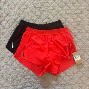 Nike Women's Aeroswift Athletic Shorts in Red and Black